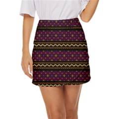 Background Flower Abstract Pattern Mini Front Wrap Skirt by Ravend