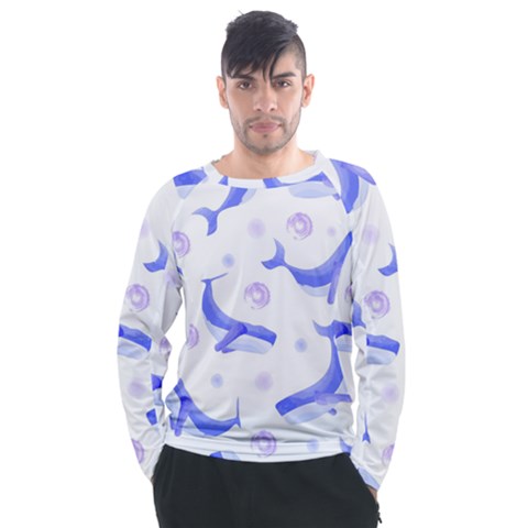 Whale Fish Sea Pattern Mammal Ocean Men s Long Sleeve Raglan Tee by Ravend