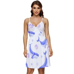 Whale Fish Sea Pattern Mammal Ocean V-neck Pocket Summer Dress  by Ravend