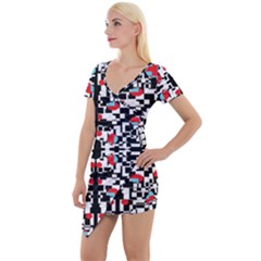 A-new-light Short Sleeve Asymmetric Mini Dress by DECOMARKLLC