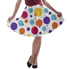 Background Polka Dot A-line Skater Skirt by Ravend