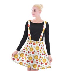 Illustration Pizza Background Vegetable Suspender Skater Skirt by Ravend