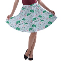 Flower Pattern Wallpaper Seamless A-line Skater Skirt by Ravend