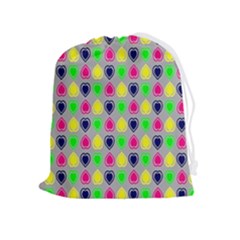 Colorful Mini Hearts Grey Drawstring Pouch (xl) by ConteMonfrey