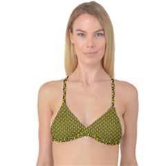 Abstract Beehive Yellow  Reversible Tri Bikini Top by ConteMonfrey
