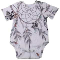 Dreamcatcher Feather Flower Illustration Art Baby Short Sleeve Onesie Bodysuit by danenraven