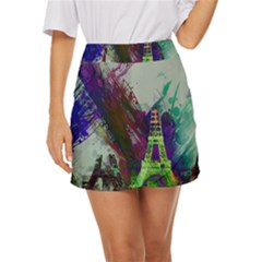Eiffel Tower Paris France Europe Mini Front Wrap Skirt by Wegoenart