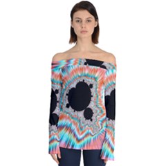 Fractal Abstract Background Off Shoulder Long Sleeve Top by Wegoenart