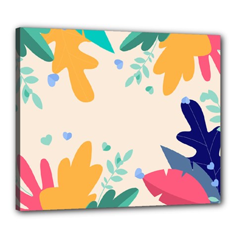 Border Leaves Design Frame Canvas 24  X 20  (stretched) by Ravend