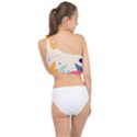 Border Leaves Design Frame Spliced Up Bikini Top  View2