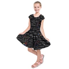 Black Background Text Overlay  Mathematics Formula Kids  Short Sleeve Dress by danenraven