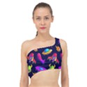 Space Pattern Spliced Up Bikini Top  View1