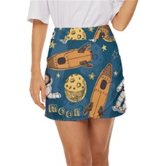 Missile Pattern Mini Front Wrap Skirt by Ravend