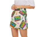 Seamless Pattern With Colorful Cassettes Hippie Style Doodle Musical Texture Wrapping Fabric Vector Mini Front Wrap Skirt View2