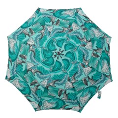 Sea Wave Seamless Pattern Hook Handle Umbrellas (medium) by Ravend