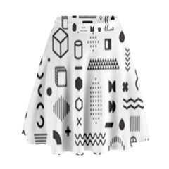 Pattern Hipster Abstract Form Geometric Line Variety Shapes Polka Dots Fashion Style Seamless High Waist Skirt by Jancukart