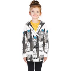 Cute Cat Hand Drawn Cartoon Style Kids  Double Breasted Button Coat by Jancukart