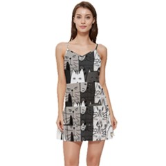 Cute Cat Hand Drawn Cartoon Style Short Frill Dress by Jancukart