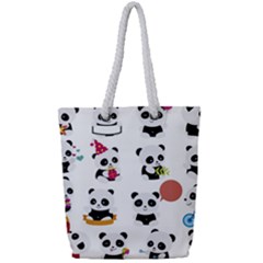 Playing-pandas-cartoons Full Print Rope Handle Tote (small) by Jancukart