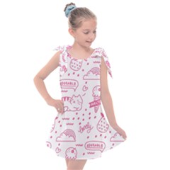 Cute-girly-seamless-pattern Kids  Tie Up Tunic Dress by Jancukart