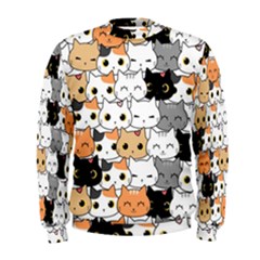 Cute-cat-kitten-cartoon-doodle-seamless-pattern Men s Sweatshirt by Jancukart