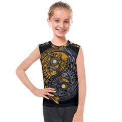 Yin-yang-owl-doodle-ornament-illustration Kids  Mesh Tank Top by Jancukart