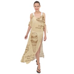 Ice-cream-vintage-pattern Maxi Chiffon Cover Up Dress by Jancukart