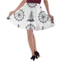 Marine-nautical-seamless-pattern-with-vintage-lighthouse-wheel A-line Skater Skirt View2