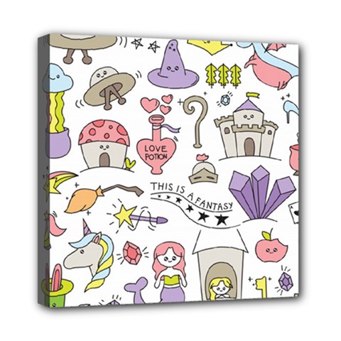 Fantasy-things-doodle-style-vector-illustration Mini Canvas 8  X 8  (stretched) by Jancukart