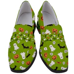 Pattern Seamless Halloween Fall Women s Chunky Heel Loafers by Wegoenart