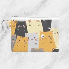 Seamless Pattern Cute Cat Cartoons Canvas Cosmetic Bag (medium) by Wegoenart
