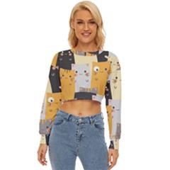 Seamless Pattern Cute Cat Cartoons Lightweight Long Sleeve Sweatshirt by Wegoenart