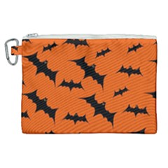 Halloween Card With Bats Flying Pattern Canvas Cosmetic Bag (xl) by Wegoenart