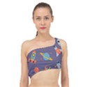 Space Seamless Pattern Spliced Up Bikini Top  View1
