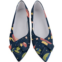 Seamless Pattern With Funny Alien Cat Galaxy Women s Bow Heels by Wegoenart