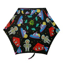 Seamless Pattern With Space Object Ufo Rocket Alien Hand Drawn Element Space Mini Folding Umbrellas by Wegoenart