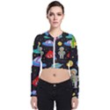 Seamless Pattern With Space Object Ufo Rocket Alien Hand Drawn Element Space Long Sleeve Zip Up Bomber Jacket View1