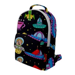 Seamless Pattern With Space Object Ufo Rocket Alien Hand Drawn Element Space Flap Pocket Backpack (large) by Wegoenart