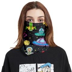 Seamless Pattern With Space Object Ufo Rocket Alien Hand Drawn Element Space Face Covering Bandana (two Sides) by Wegoenart