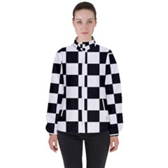 Chess Board Background Design Women s High Neck Windbreaker by Wegoenart
