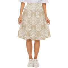 Clean Brown And White Ornament Damask Vintage Classic Short Skirt by ConteMonfrey