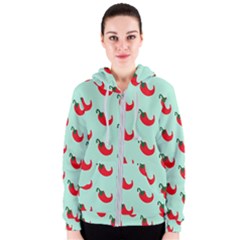 Small Mini Peppers Blue Women s Zipper Hoodie by ConteMonfrey