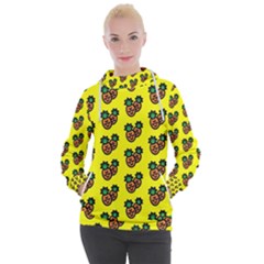 Yellow Background Pineapples Women s Hooded Pullover by ConteMonfrey