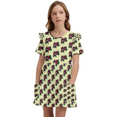 Guarana Fruit Small Kids  Frilly Sleeves Pocket Dress by ConteMonfrey