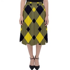 Yellow Diagonal Plaids Classic Midi Skirt by ConteMonfrey