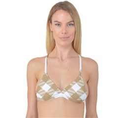 Clean Brown White Plaids Reversible Tri Bikini Top by ConteMonfrey