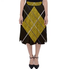 Modern Yellow Golden Plaid Classic Midi Skirt by ConteMonfrey