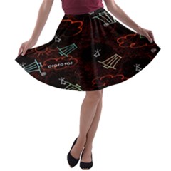 Geometric Pattern Recycle Bin A-line Skater Skirt by Ravend