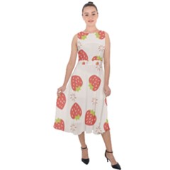 Strawberries Pattern Design Midi Tie-back Chiffon Dress by Wegoenart