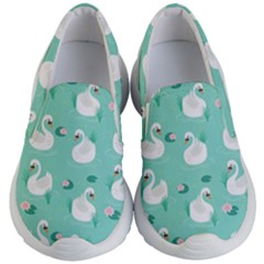 Elegant Swan Seamless Pattern Kids Lightweight Slip Ons by Wegoenart